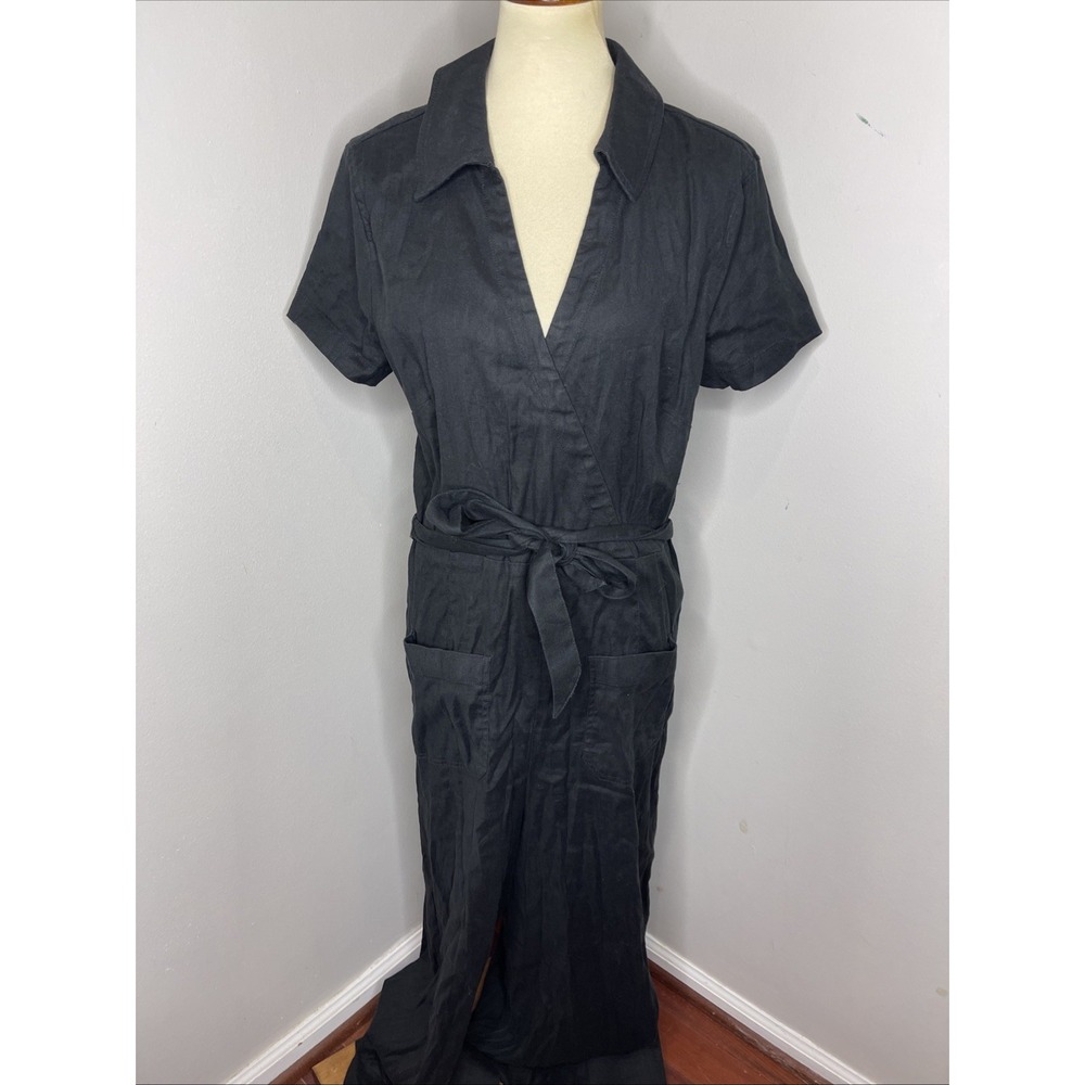 Black Wrap Jumpsuit with Belt